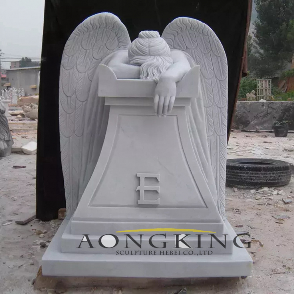 Marble Weeping Angel Tombstone Life Size Tombstone Memorial Monument ...